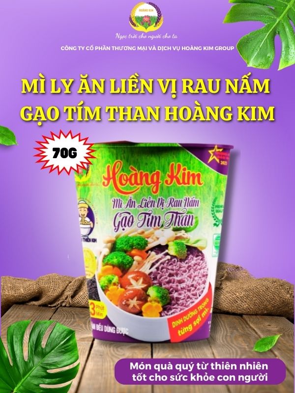 MÌ LY ĂN LIỀN VỊ RAU NẤM GẠO TÍM THAN HOÀNG KIM