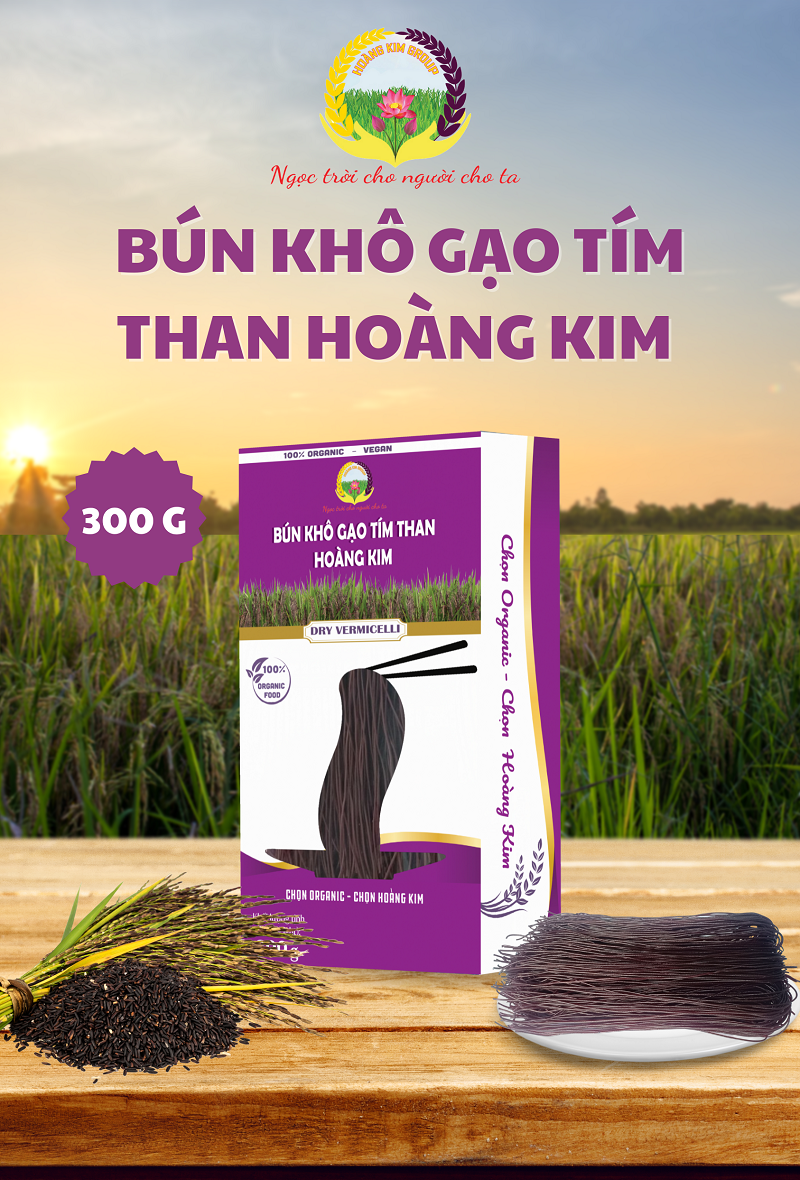BÚN KHÔ GẠO TÍM THAN HOÀNG KIM (300G/HỘP)